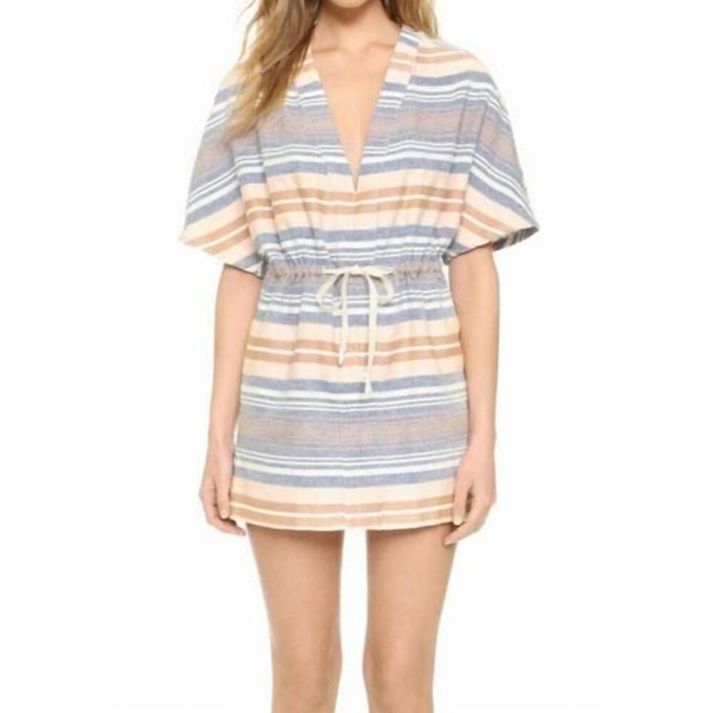 Solid & Striped Medium Chambray Striped Tunic Kimono Beach Swimsuit Cover Up